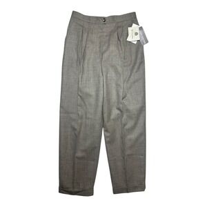 Jones New York Petite 12P Gray 100% Wool Pleated High Rise Dress Pants